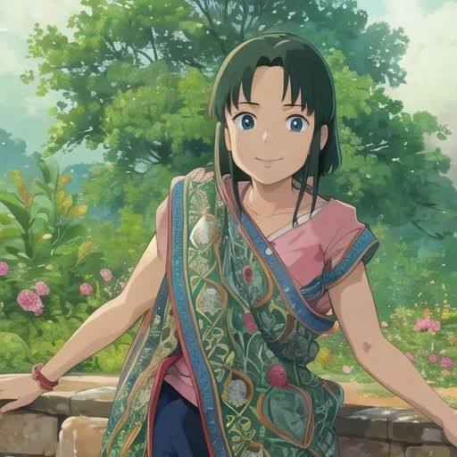 Fantasy landscape in Ghibli style