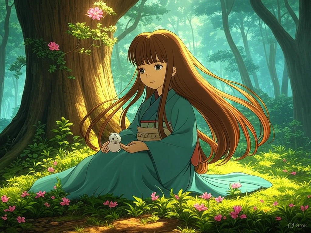 Magical scene in Ghibli style